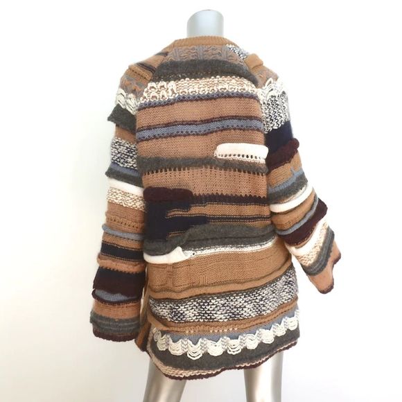Stella McCartney Patchwork Boucle Sweater Brown/Multi Wool-Blend Size 40 - Picture 4 of 9